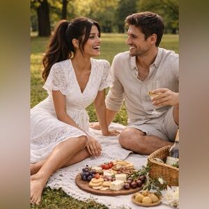 BOHO/Cottagecore Lined Flutter Sleeve White Lace Dress - NWOT